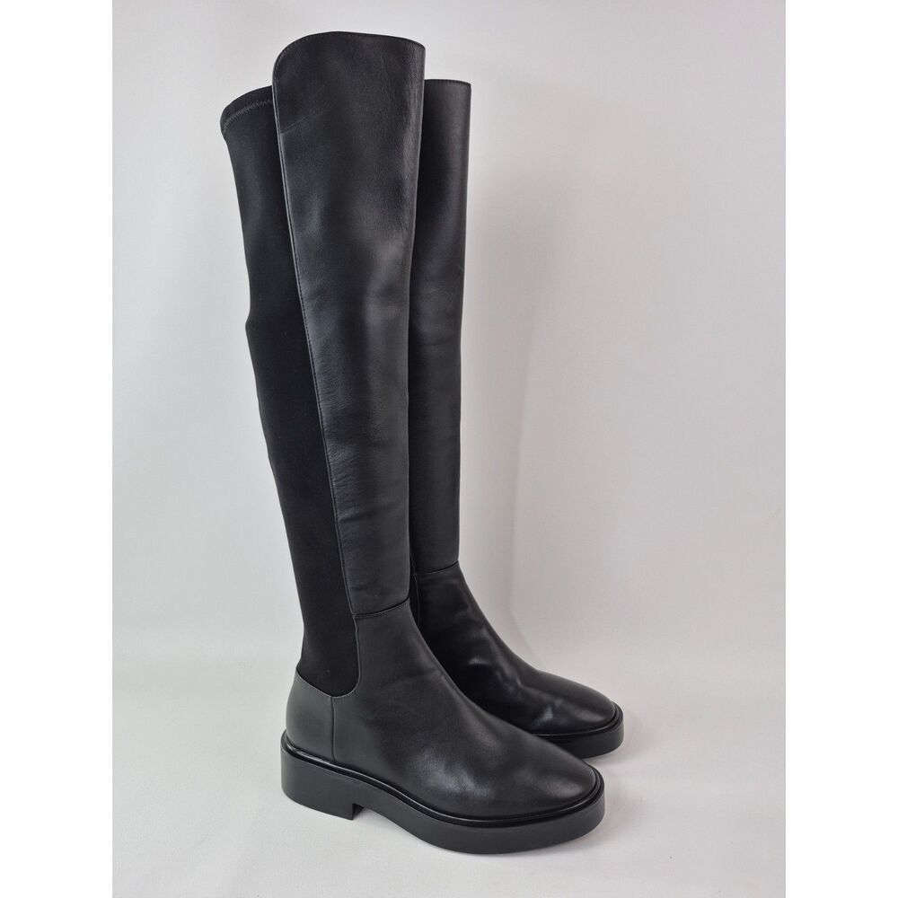 Stuart Weitzman Women's Black Maddox Over the Knee Leather 5050 Boots Size 6
